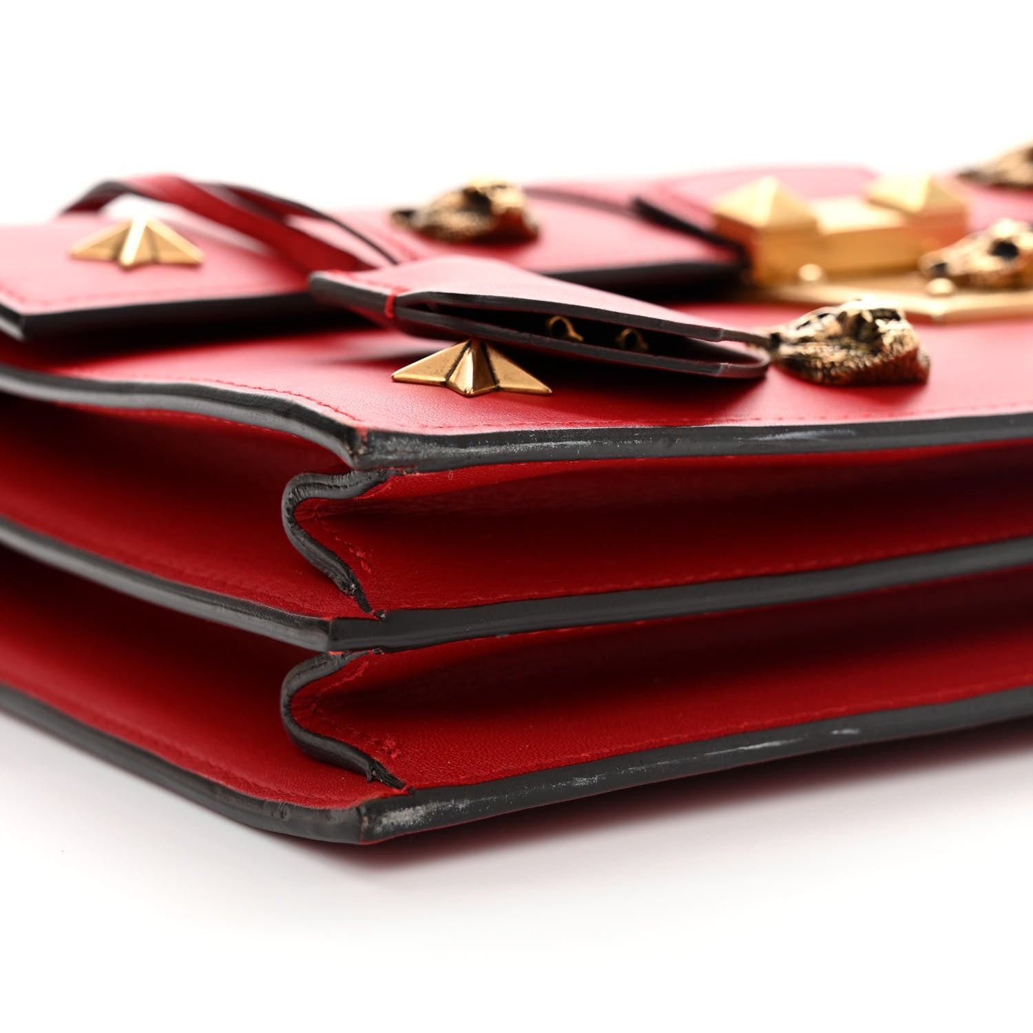 Gucci Calfskin Medium Cat Lock Top Handle Bag Red 9 of 10