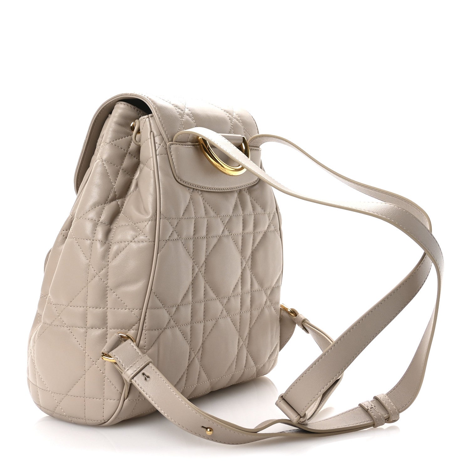 Christian Dior Lambskin Macrocannage Medium Caro Backpack Beige 3 of 10