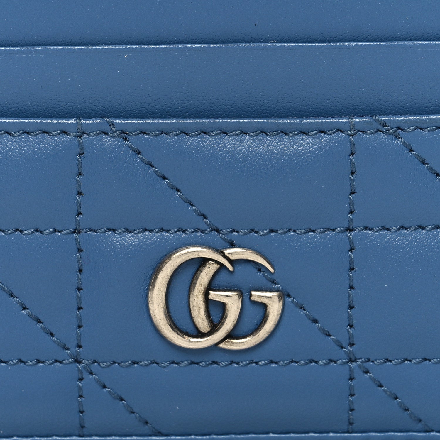 Gucci Calfskin Matelasse Aria GG Marmont Card Holder Clear Blue 7 of 7