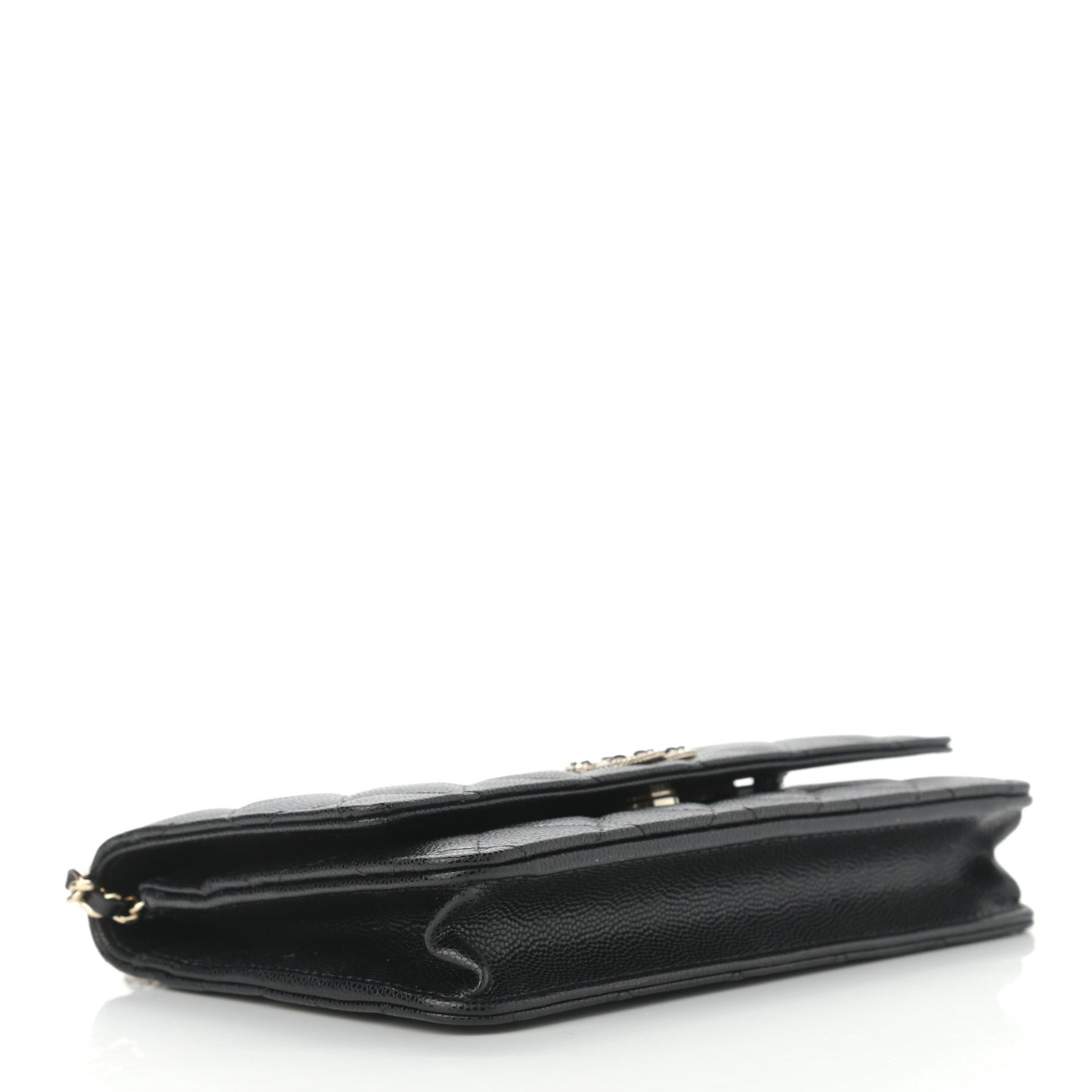 Caviar Quilted Crystal CC Wallet On Chain WOC Black