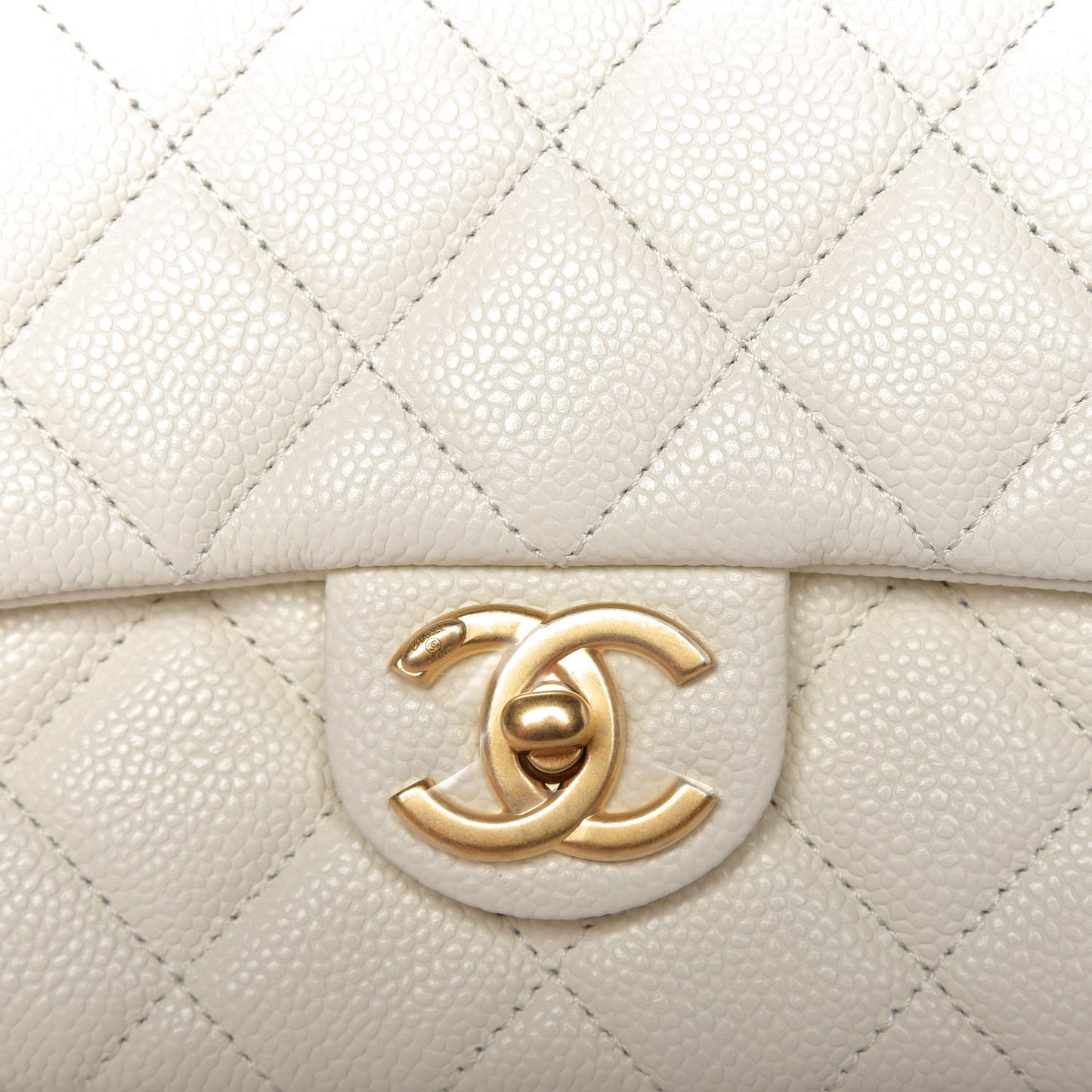 Caviar Quilted Mini Chain Soul Flap White