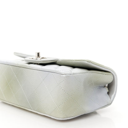 Chanel Metallic Goatskin Quilted Ombre Mini Rectangular Flap Grey Green 11 of 12