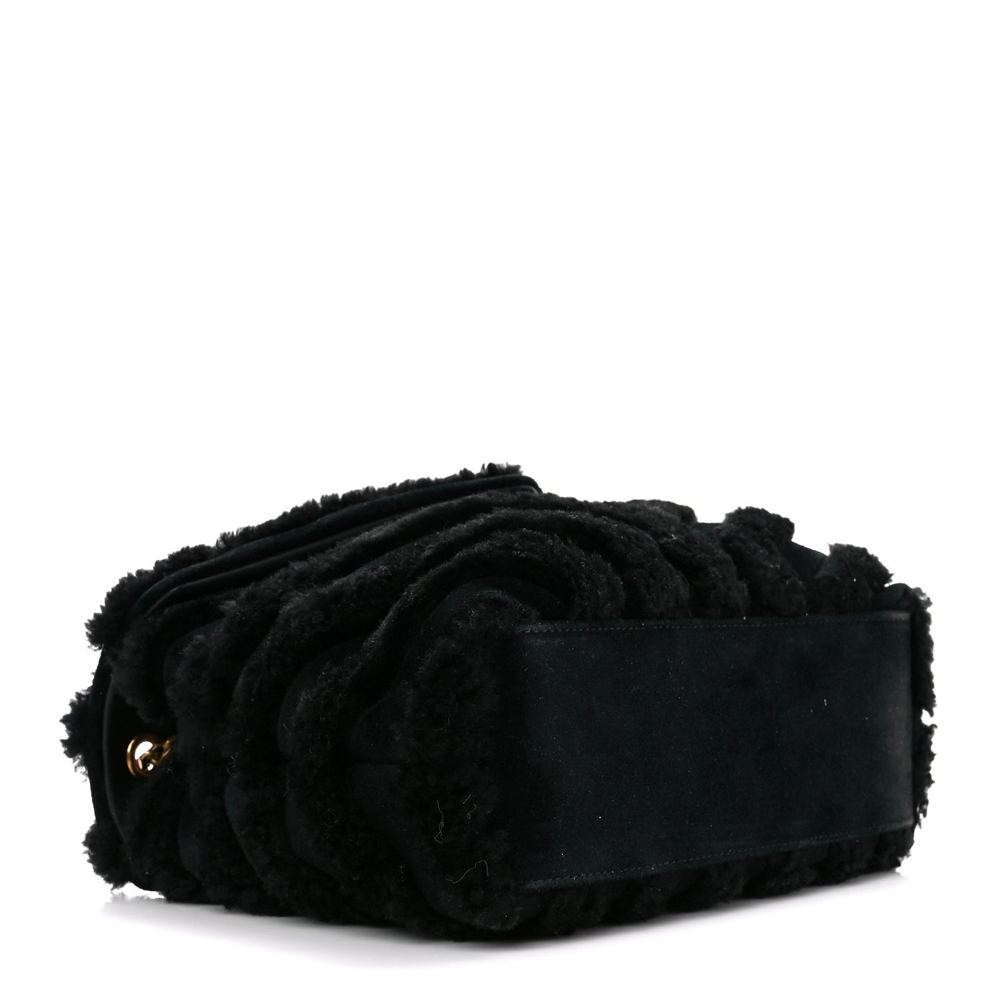 Suede Shearling Y Quilted Monogram Small Loulou Chain Satchel Black