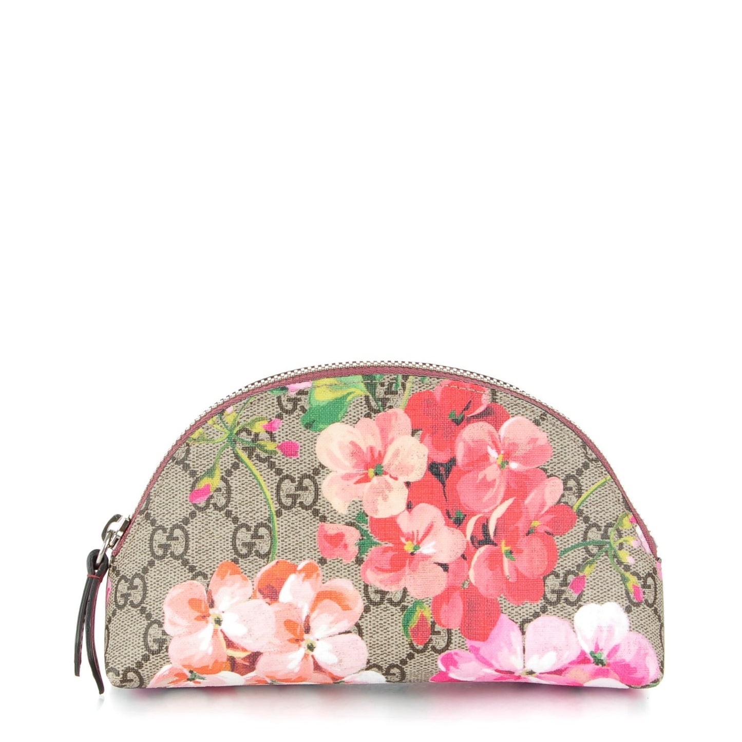 GG Supreme Monogram Blooms Small Pouch Cosmetic Case Beige Multicolor Dry Rose
