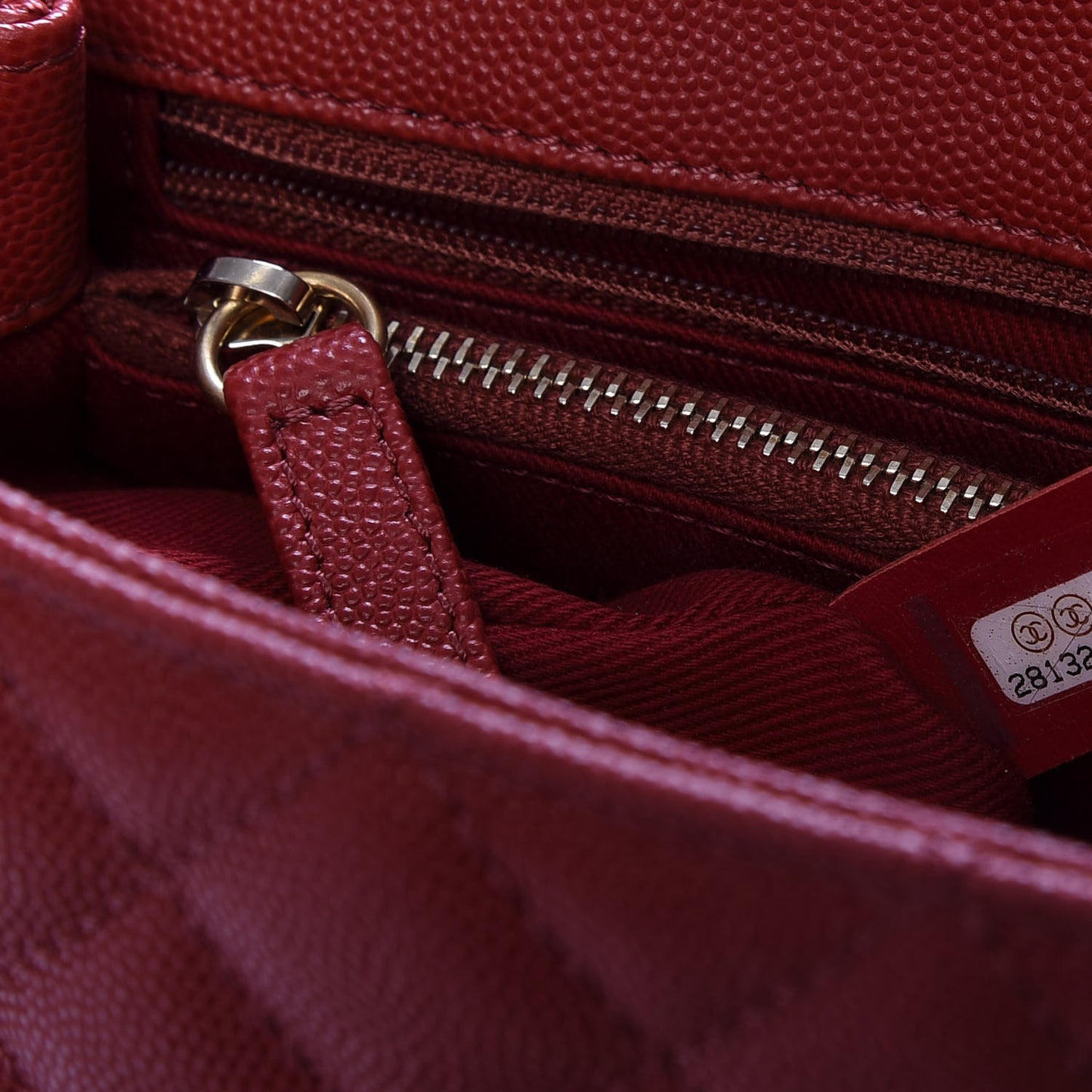 Caviar Lizard Embossed Quilted Small Coco Handle Flap Red