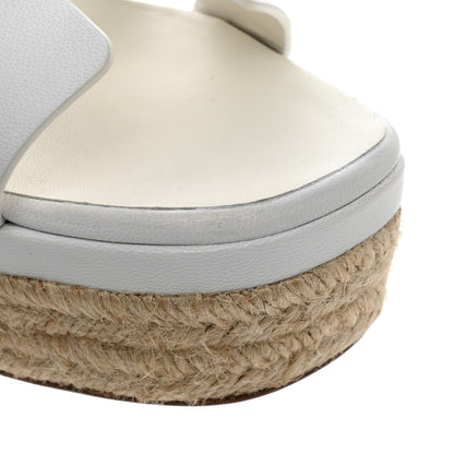 Hermes Goatskin Elda Espadrille Wedge Sandals White 10 of 12