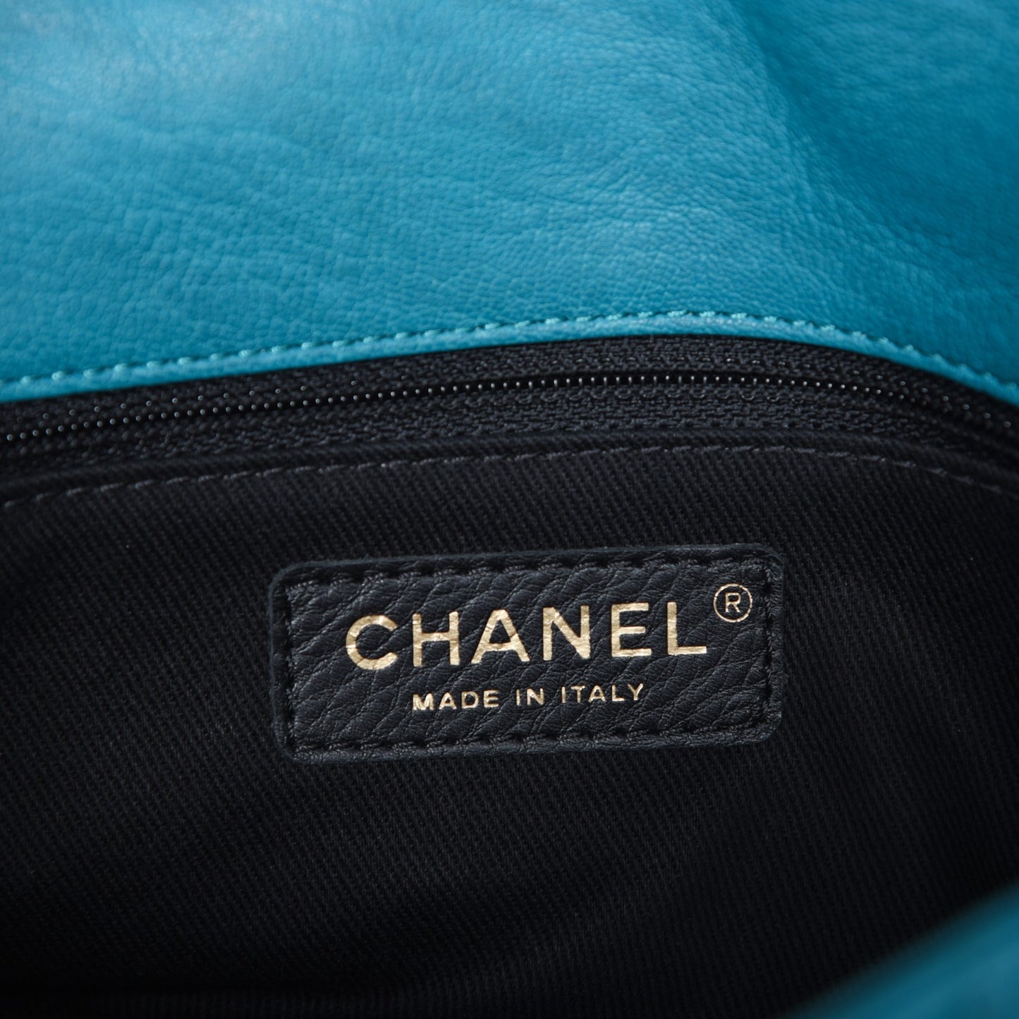 Calfskin Surpique Chevron Small Flap Turquoise