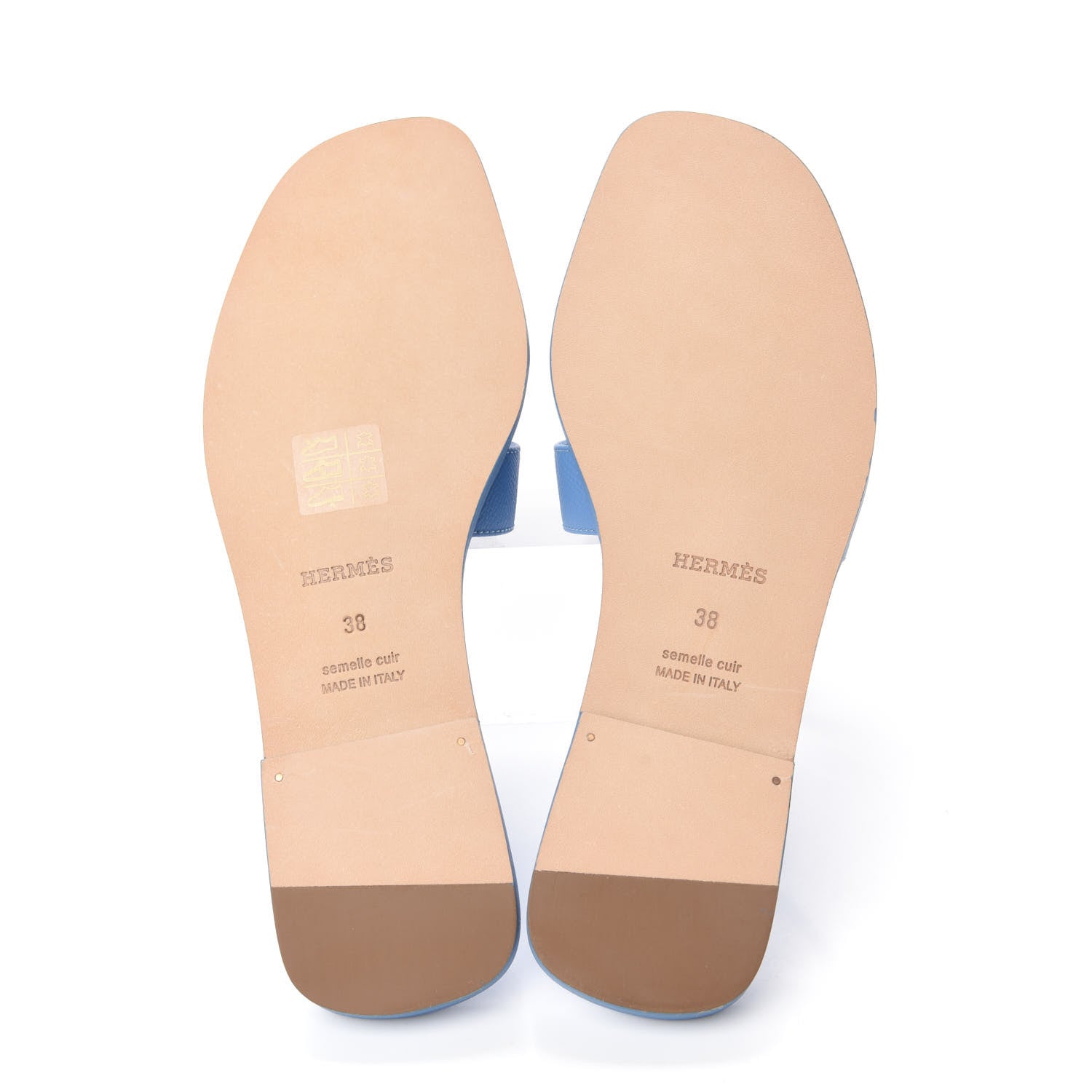 Hermes Epsom Oran Sandals 38 Bleu Paradis 5 of 9