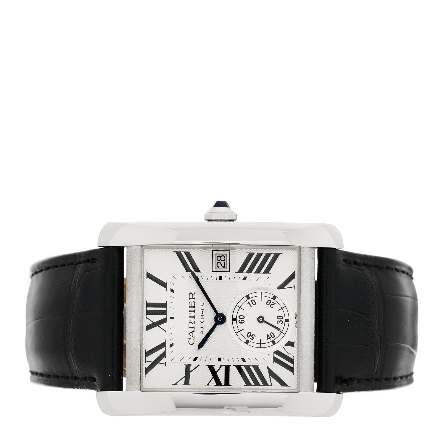 Cartier Stainless Steel Alligator 34mm Tank MC Automatic Watch 2 of 4