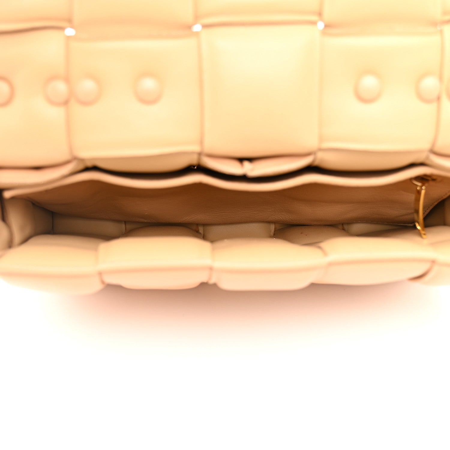 Bottega Veneta Lambskin Maxi Intreccio Padded Chain Cassette Crossbody Bag Almond 5 of 10