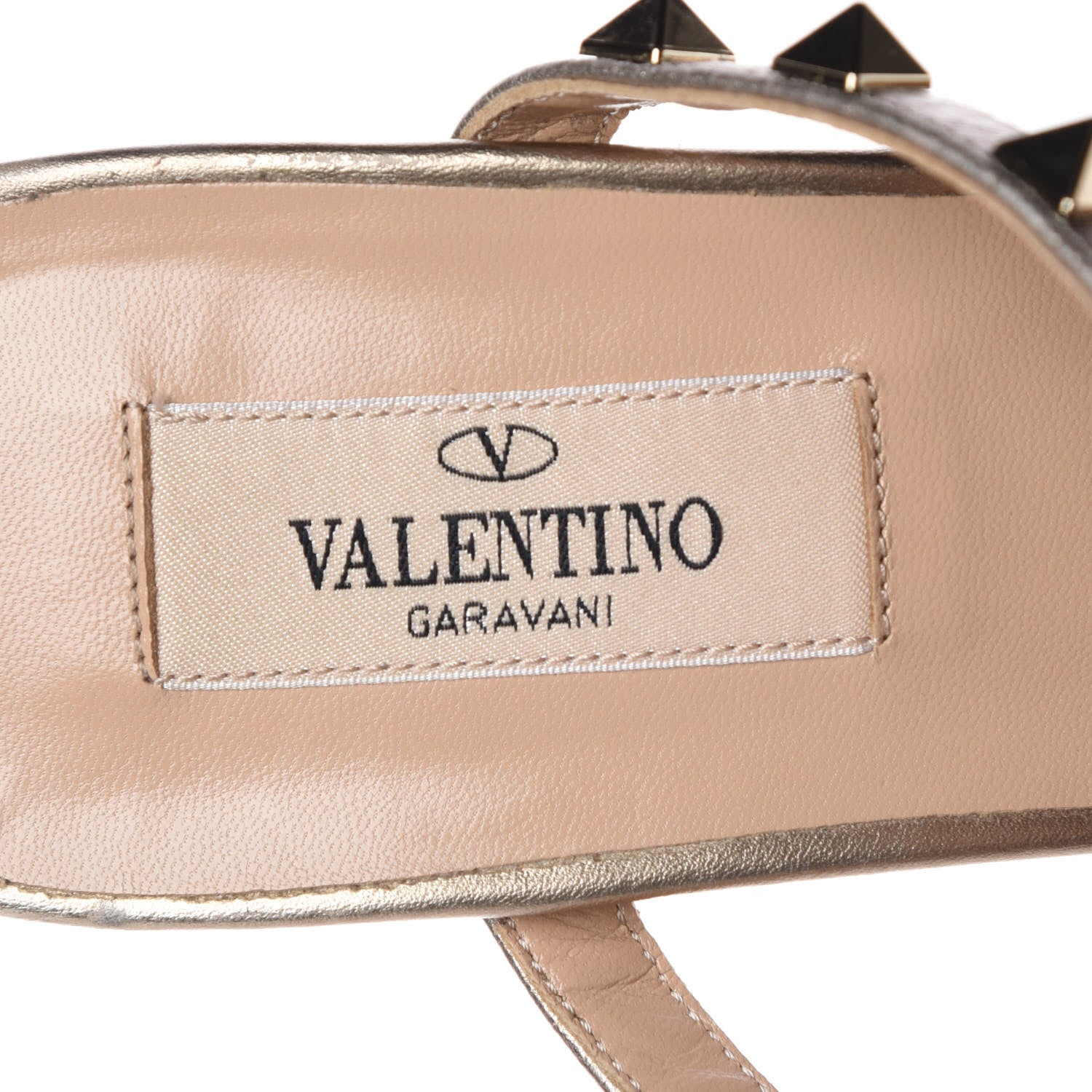Valentino Garavani Metallic Pebbled Calfskin Rockstud 60mm Caged Slide Sandals 39 Skin 8 of 11