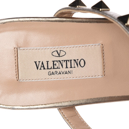 Valentino Garavani Metallic Pebbled Calfskin Rockstud 60mm Caged Slide Sandals 39 Skin 8 of 11