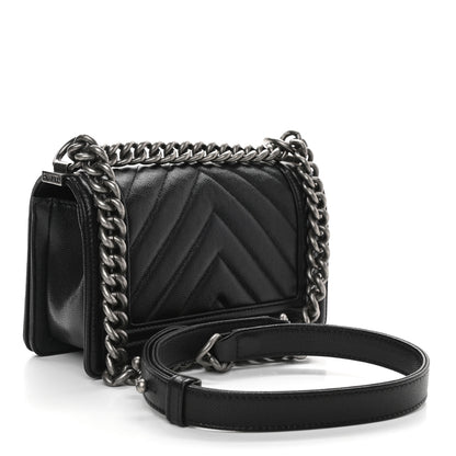 Chanel Caviar Chevron Quilted Small Boy Flap Black 3 of 9