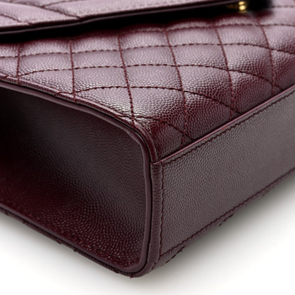 Saint Laurent Grain De Poudre Textured Mixed Matelasse Medium Triquilt Monogram Satchel Rouge Legion 8 of 9