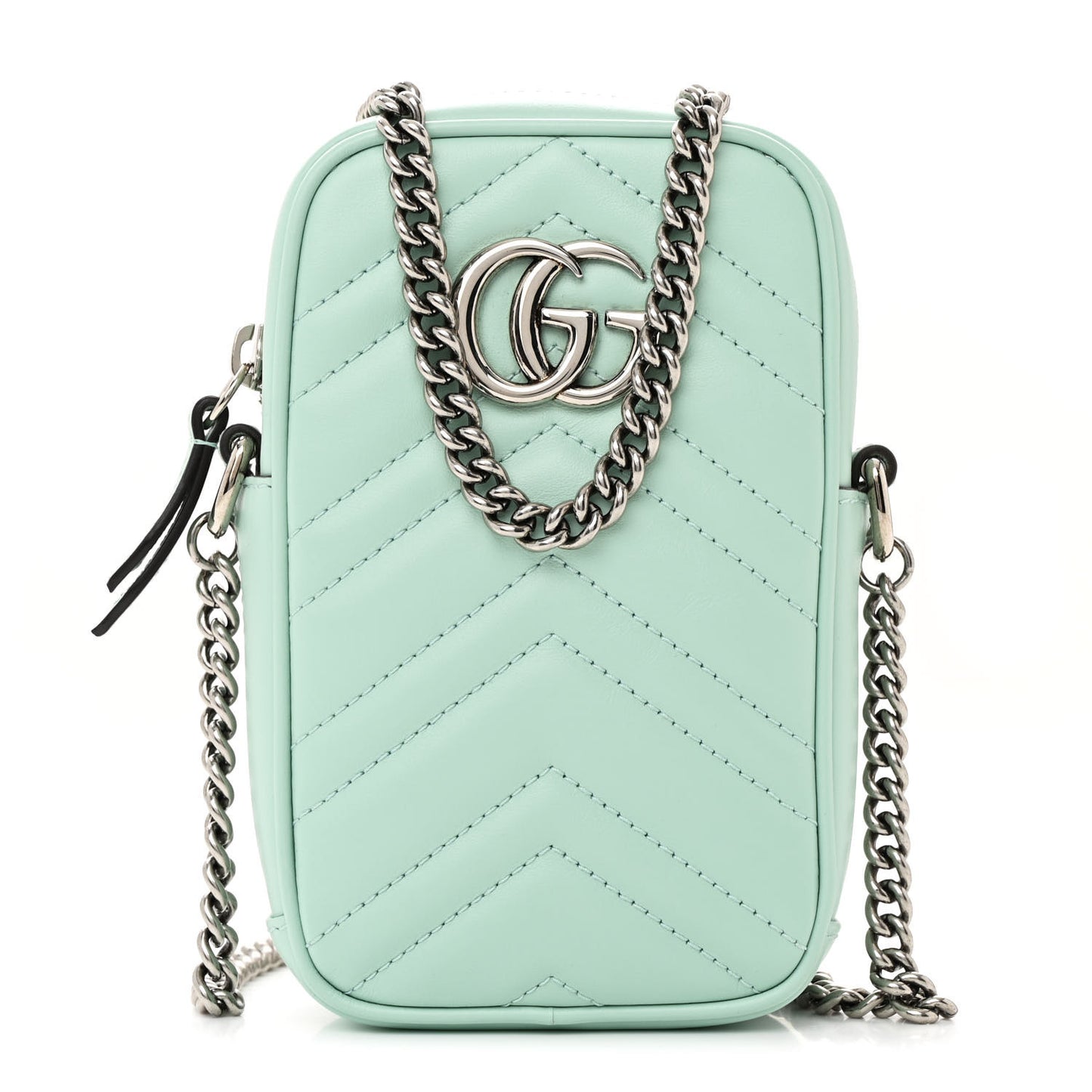 Calfskin Matelasse Mini GG Marmont Crossbody Bag Water Green