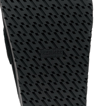 Hermes Suede Calfskin Go Mules 37.5 Black 6 of 7