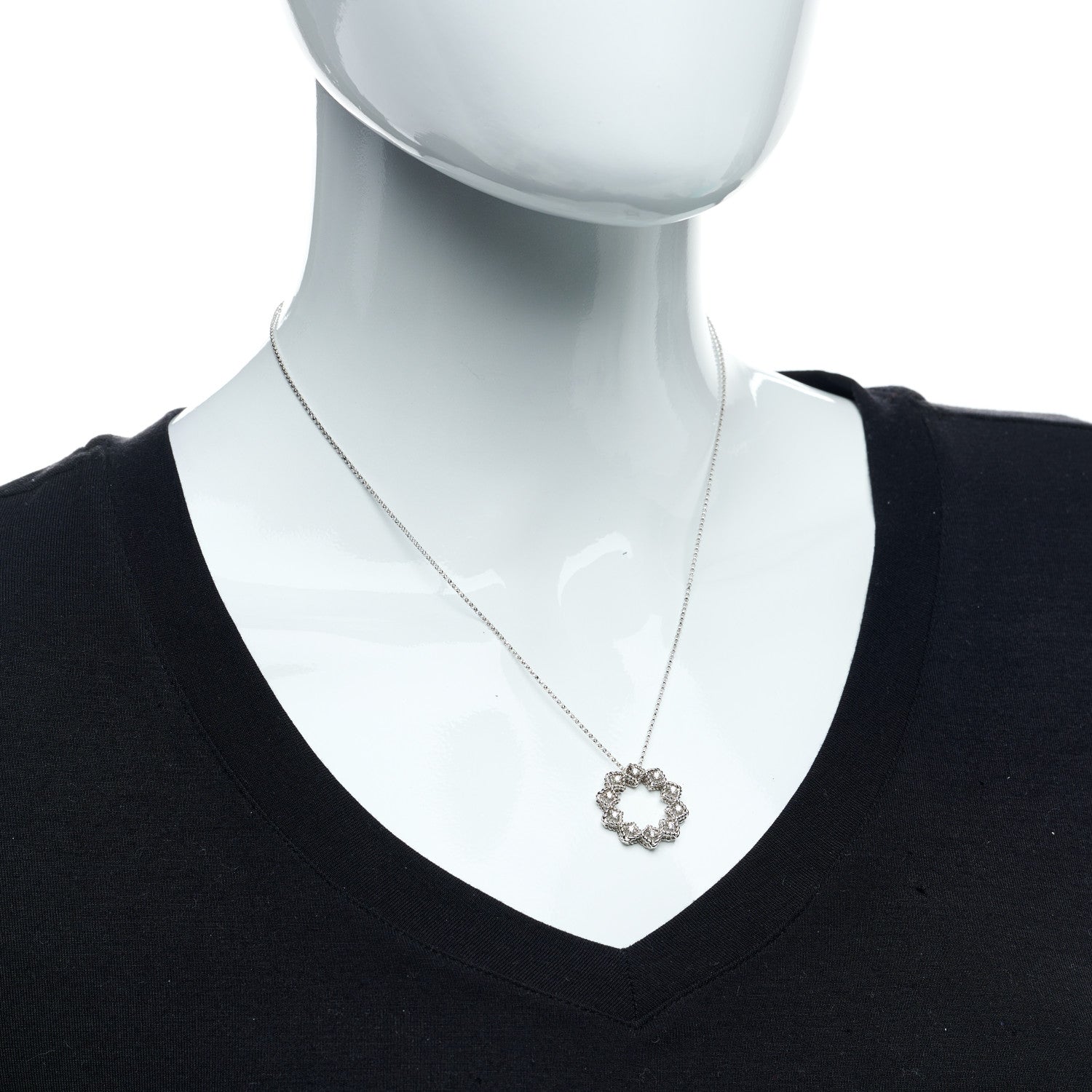 Roberto Coin 18K White Gold Diamond Starburst Pendant Necklace 5 of 5
