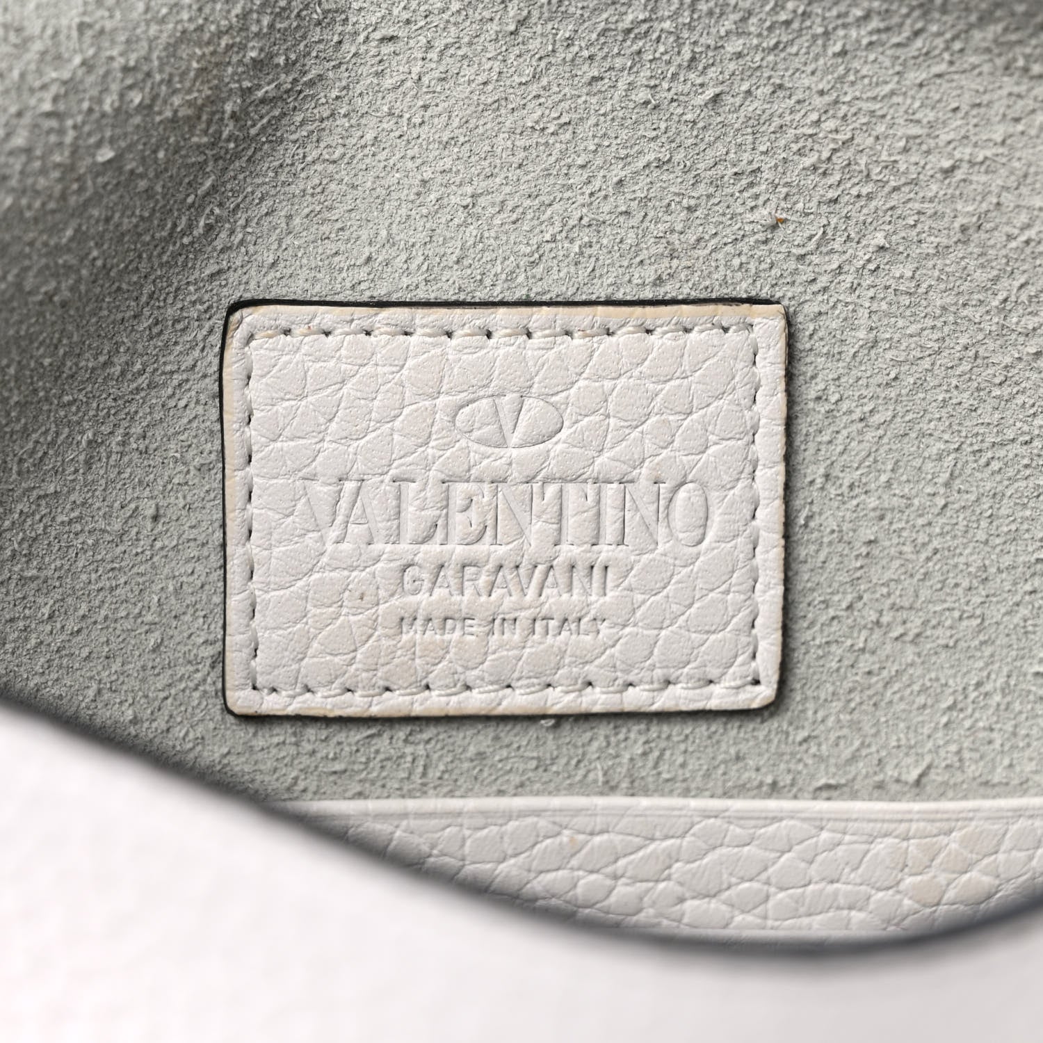 Valentino Garavani Pebbled Calfskin Medium Rockstud Envelope Flat Wristlet Pouch White 6 of 7
