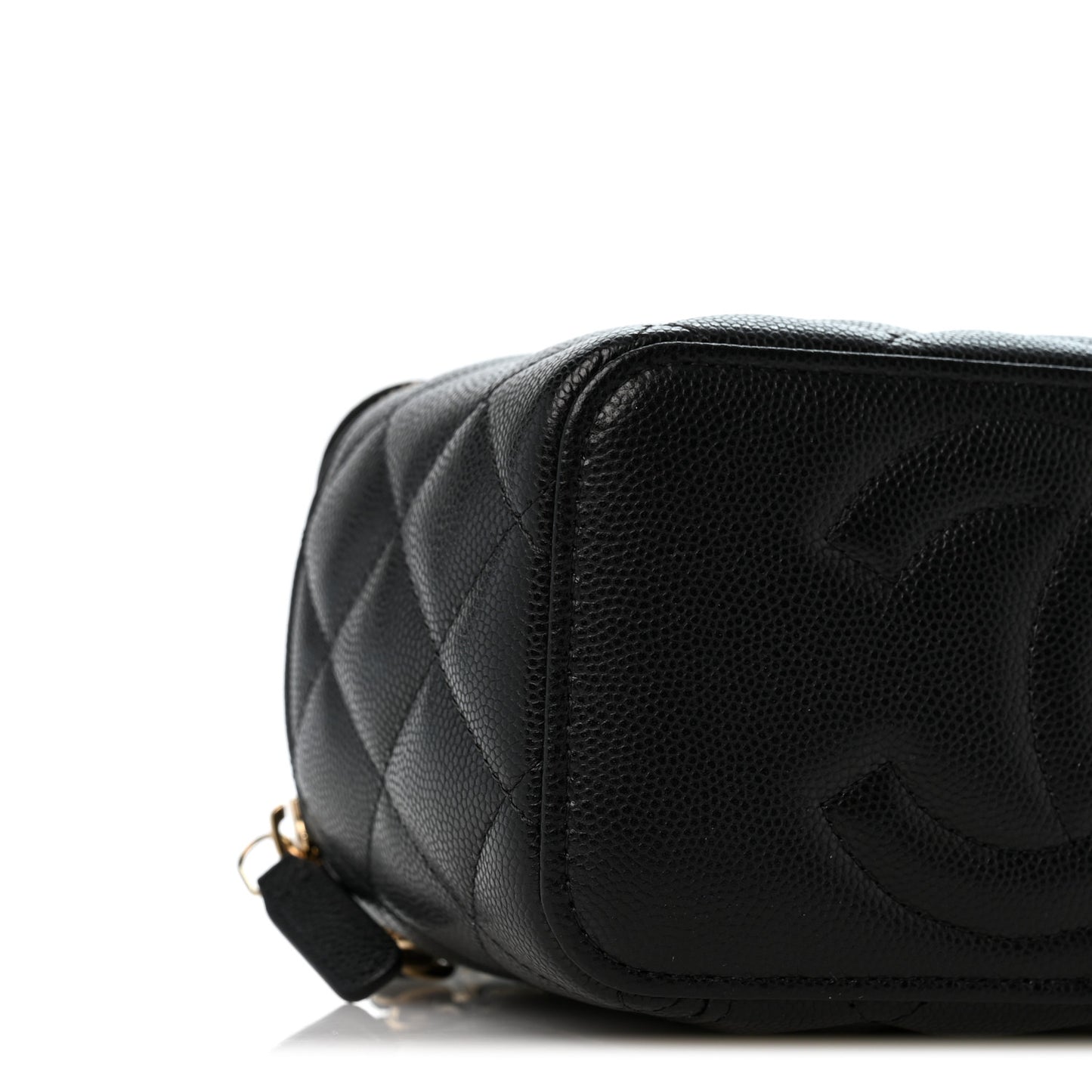 Caviar Quilted Crystal CC Logo Vanity Case With Chain Black