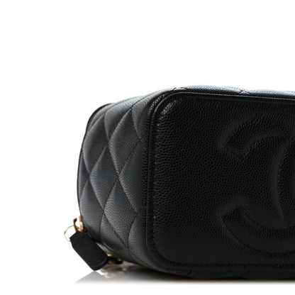 Chanel Caviar Quilted Crystal CC Logo Vanity Case With Chain Black 9 of 12