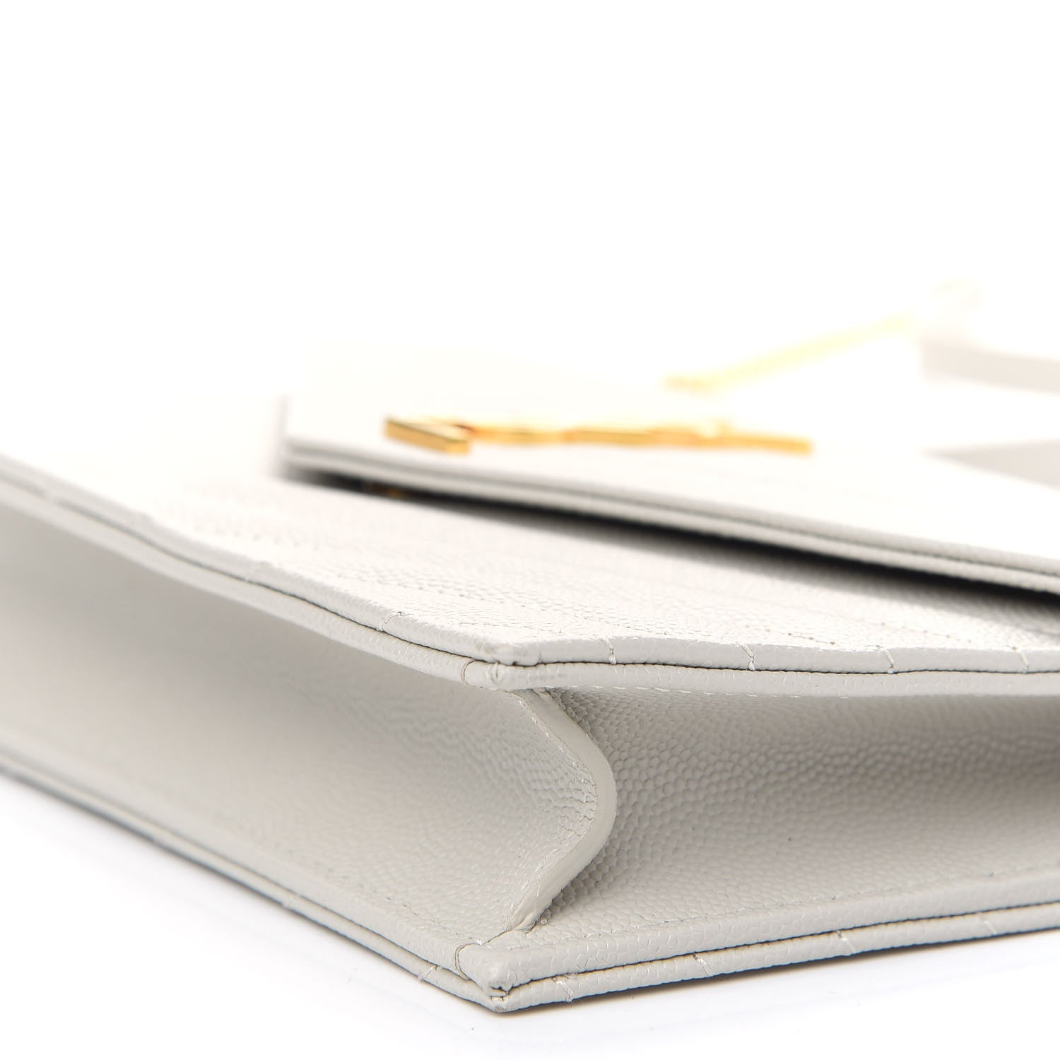 Saint Laurent Grain De Poudre Matelasse Chevron Monogram Envelope Chain Wallet Porcellana 8 of 8
