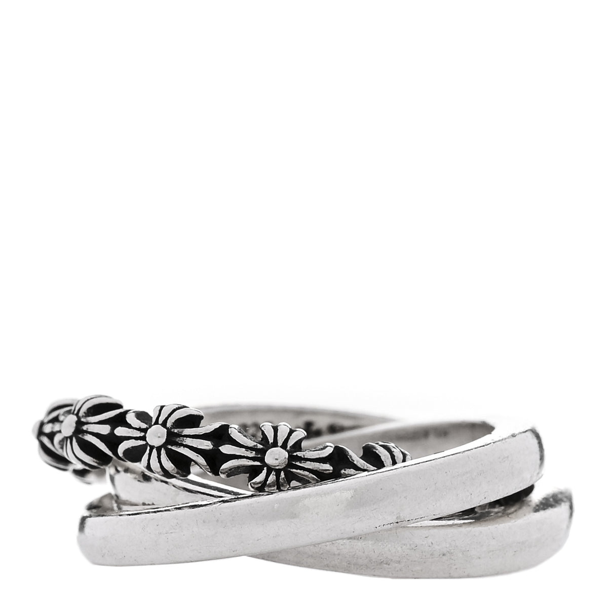 Sterling Silver Tiny E CH Plus Cross Triple Interlocking Ring 54 7