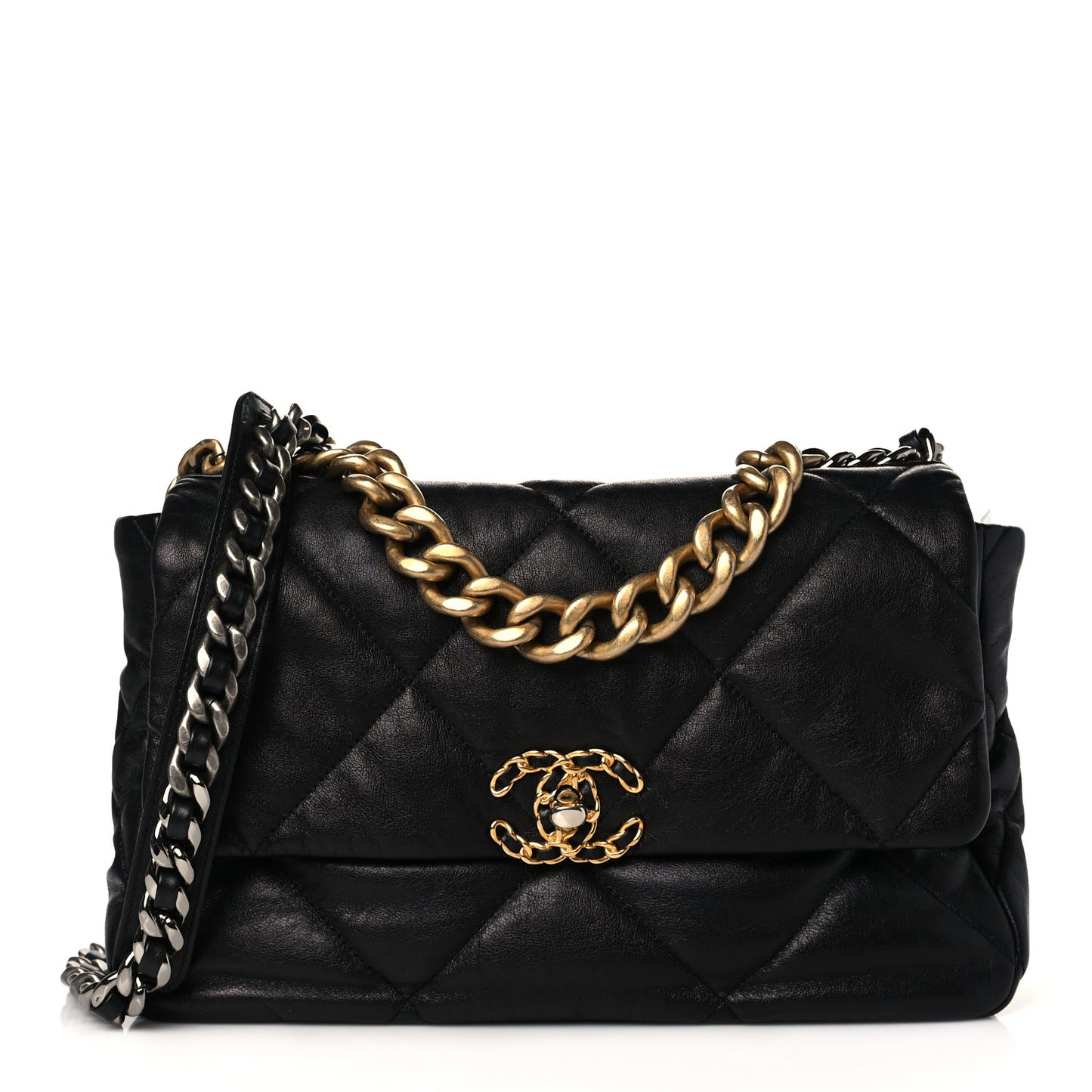 Goatskin Quilted Large Chanel 19 Flap Black