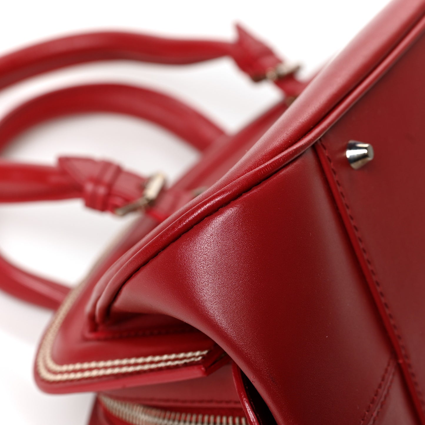 Calfskin Frame Pocket Satchel Red