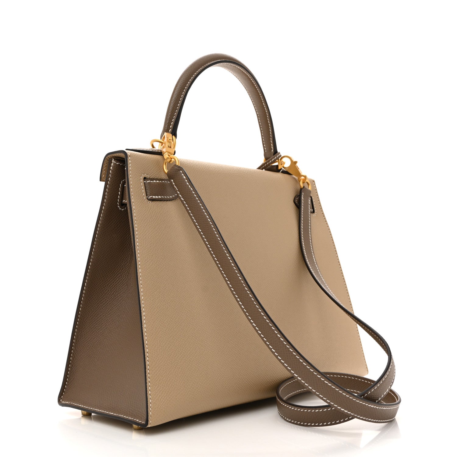 Hermes Epsom Bi-Color Horseshoe Kelly Sellier 28 Trench Etoupe 3 of 11