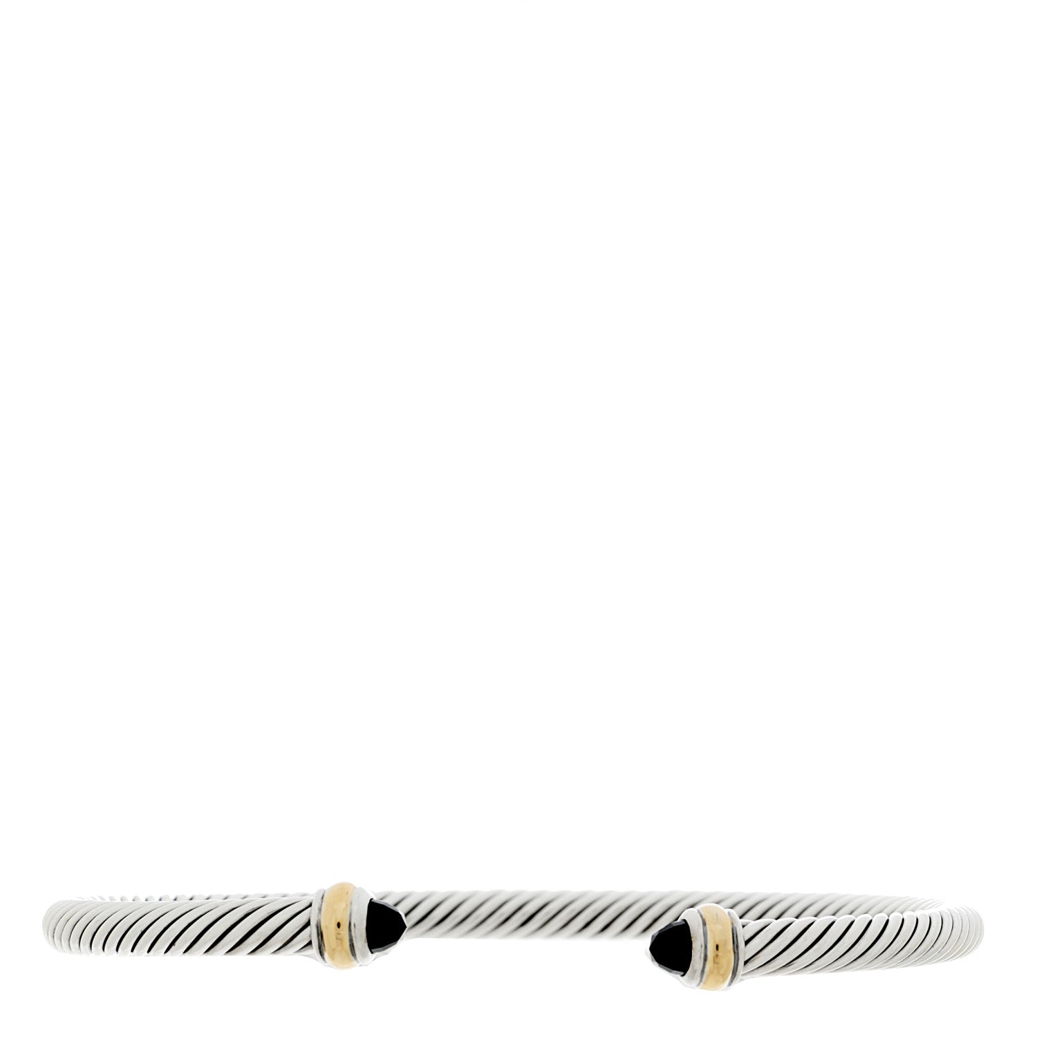 David Yurman Sterling Silver 18K Yellow Gold Black Onyx 4mm Cable Classics Bracelet 1 of 3