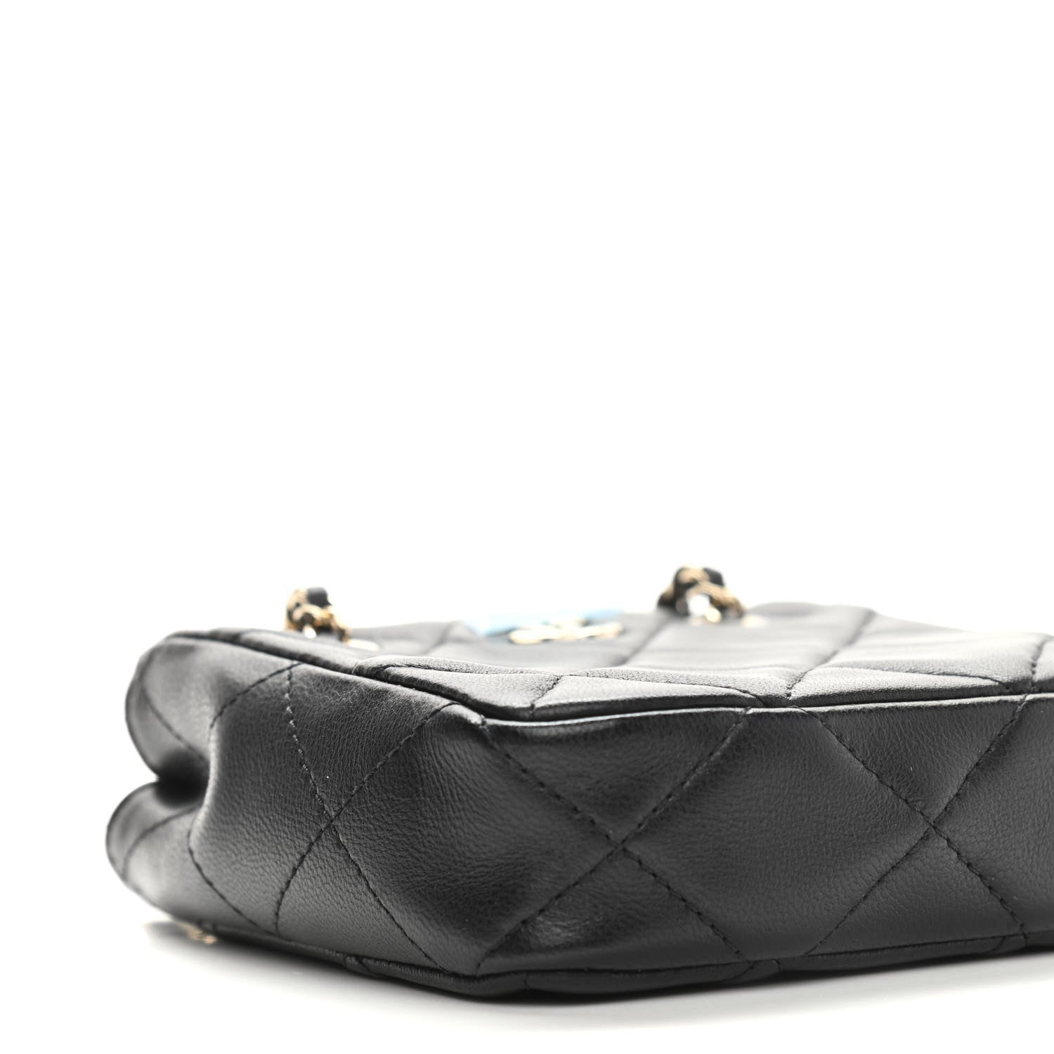 Chanel Lambskin Quilted Tiny Shopping Clutch With Chain Black 9 of 11