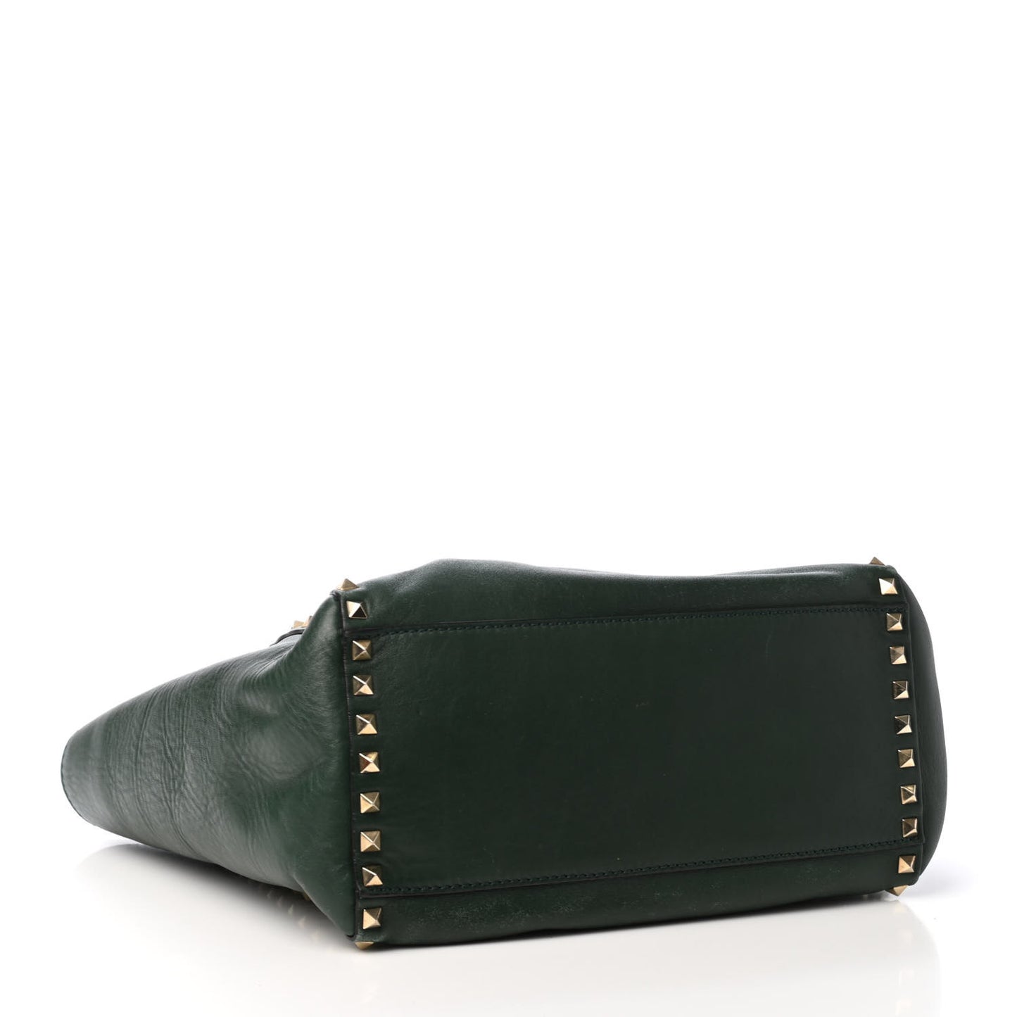 Vitello Rockstud Double Handle Tote Green