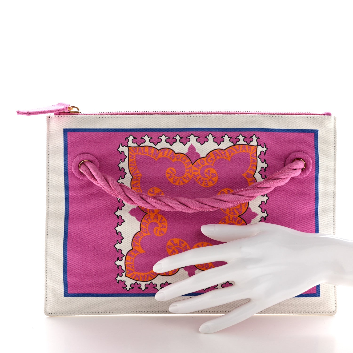 Valentino Garavani Canvas Rope Honolulu Pouch Fuchsia Multicolor 2 of 7