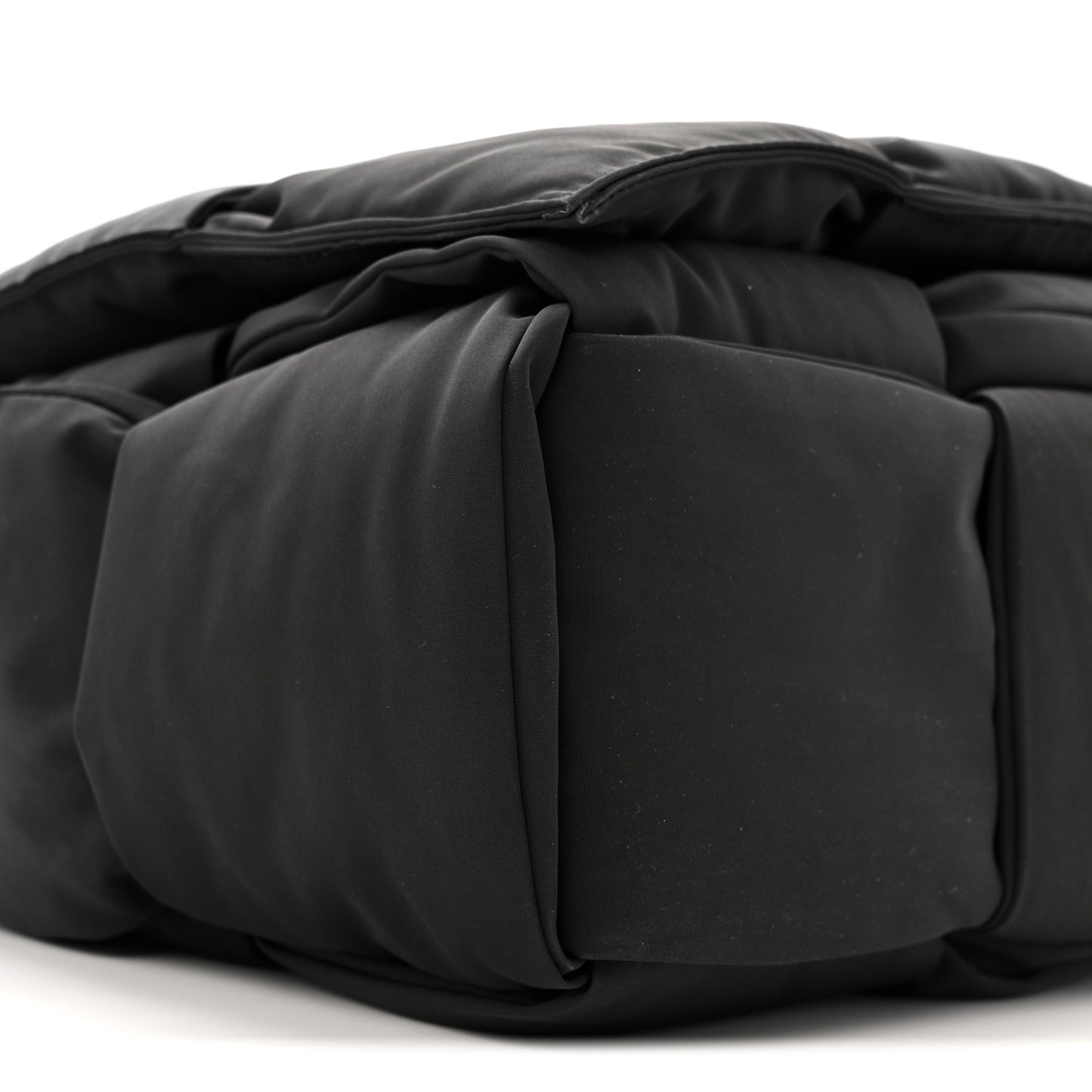 Nylon Intrecciato Padded Tech Maxi Cassette Bag Black