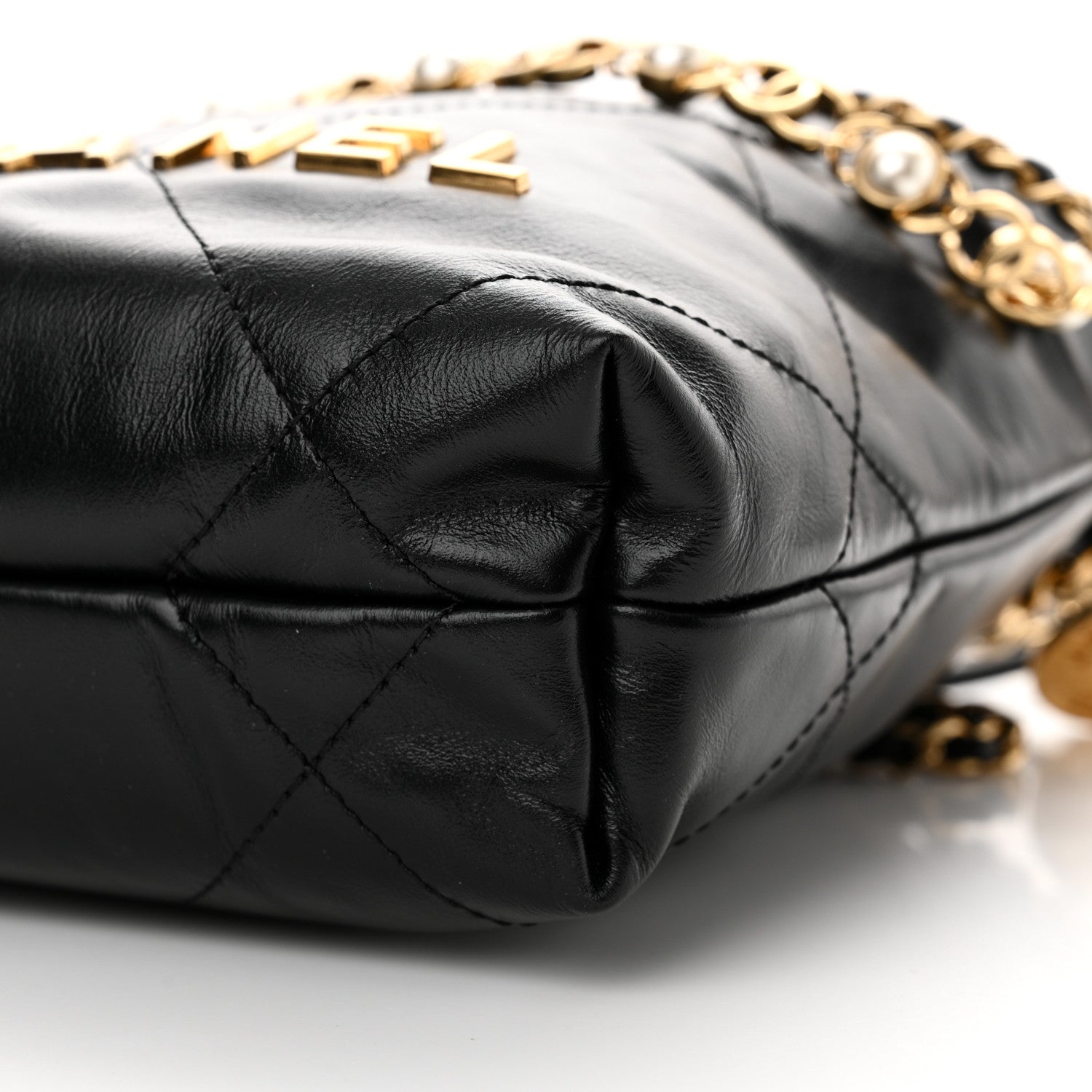 Chanel Shiny Calfskin Quilted Pearl CC Chain Mini Chanel 22 Black 10 of 10