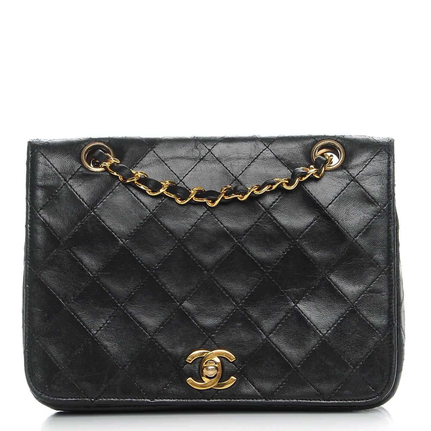Lambskin Quilted Small Single Flap Black