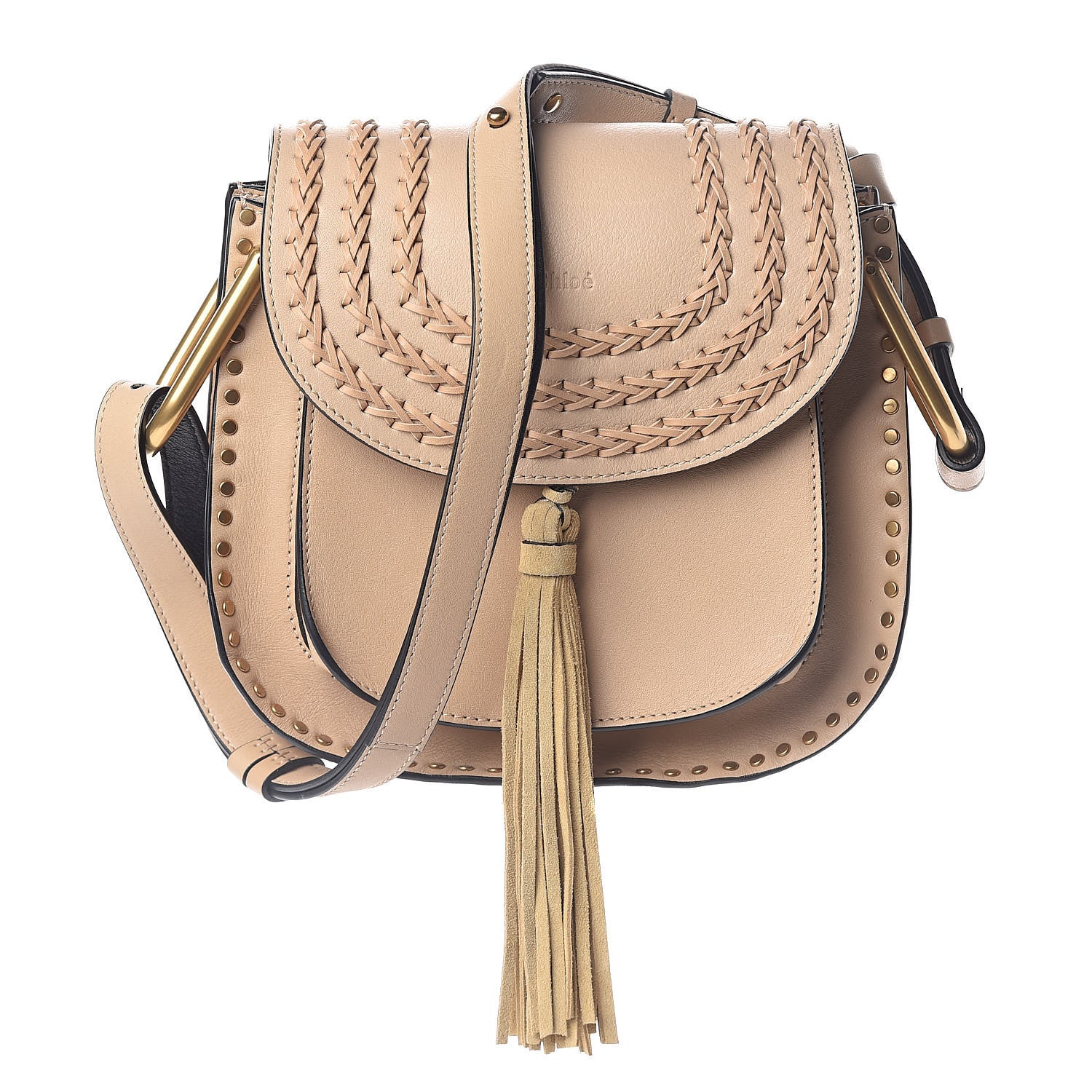 Chloe Calfskin Braided Small Hudson Shoulder Bag Pearl Beige 1 of 9