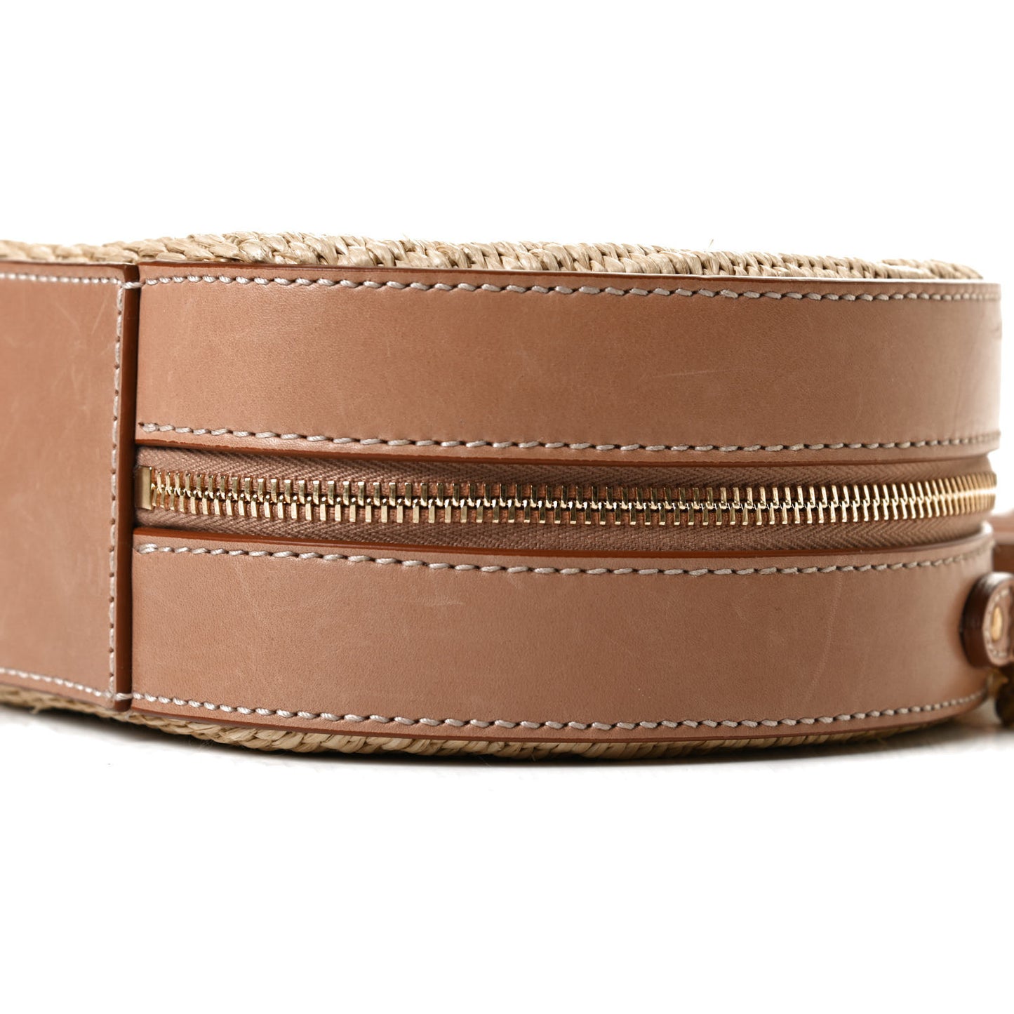 Raffia Calfskin Small Mica Bag Natural Brown Gold