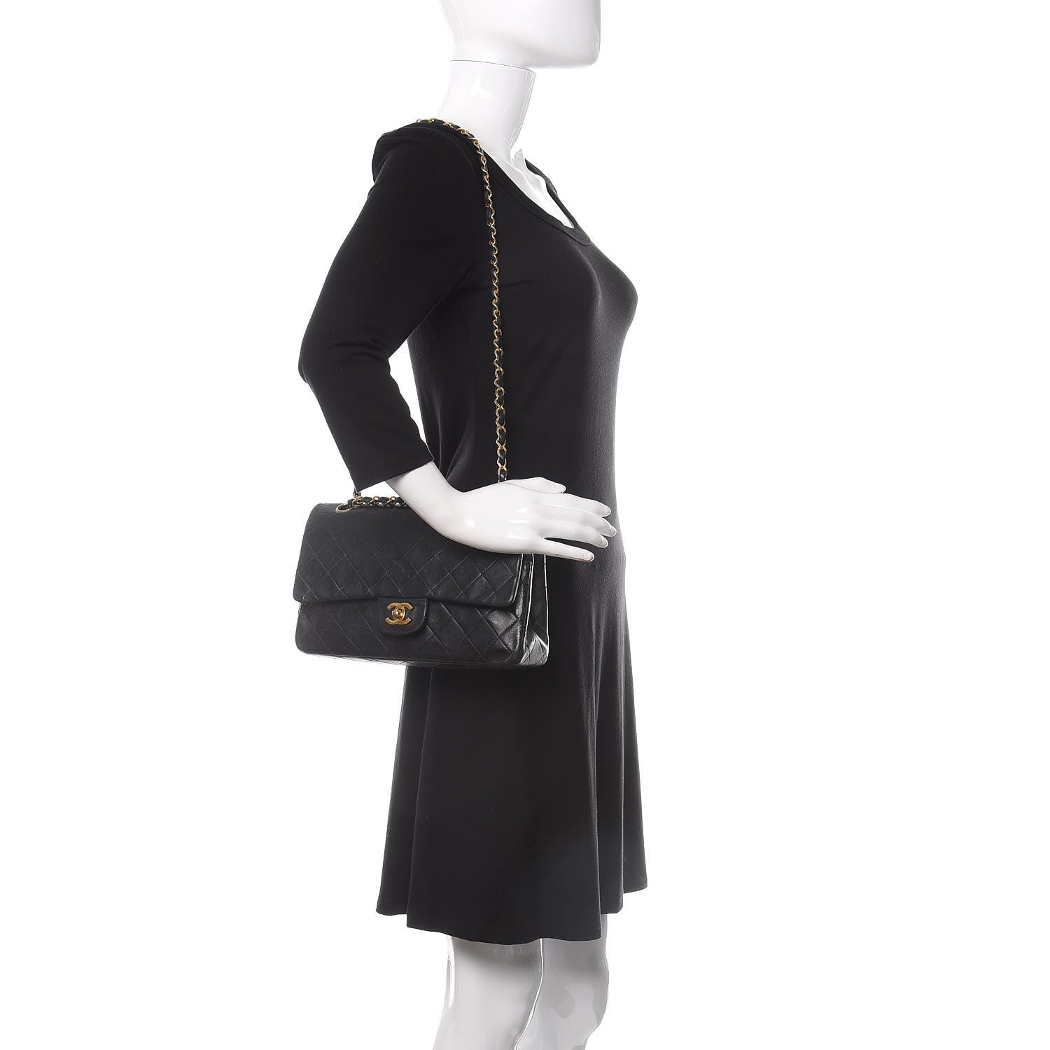 Chanel Lambskin Quilted Medium Double Flap Black 2 of 17