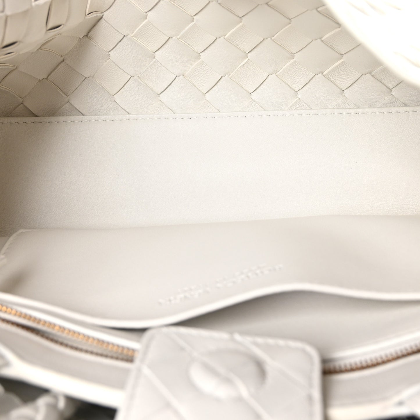 Nappa Intrecciato Small East West Andiamo Shoulder Bag White