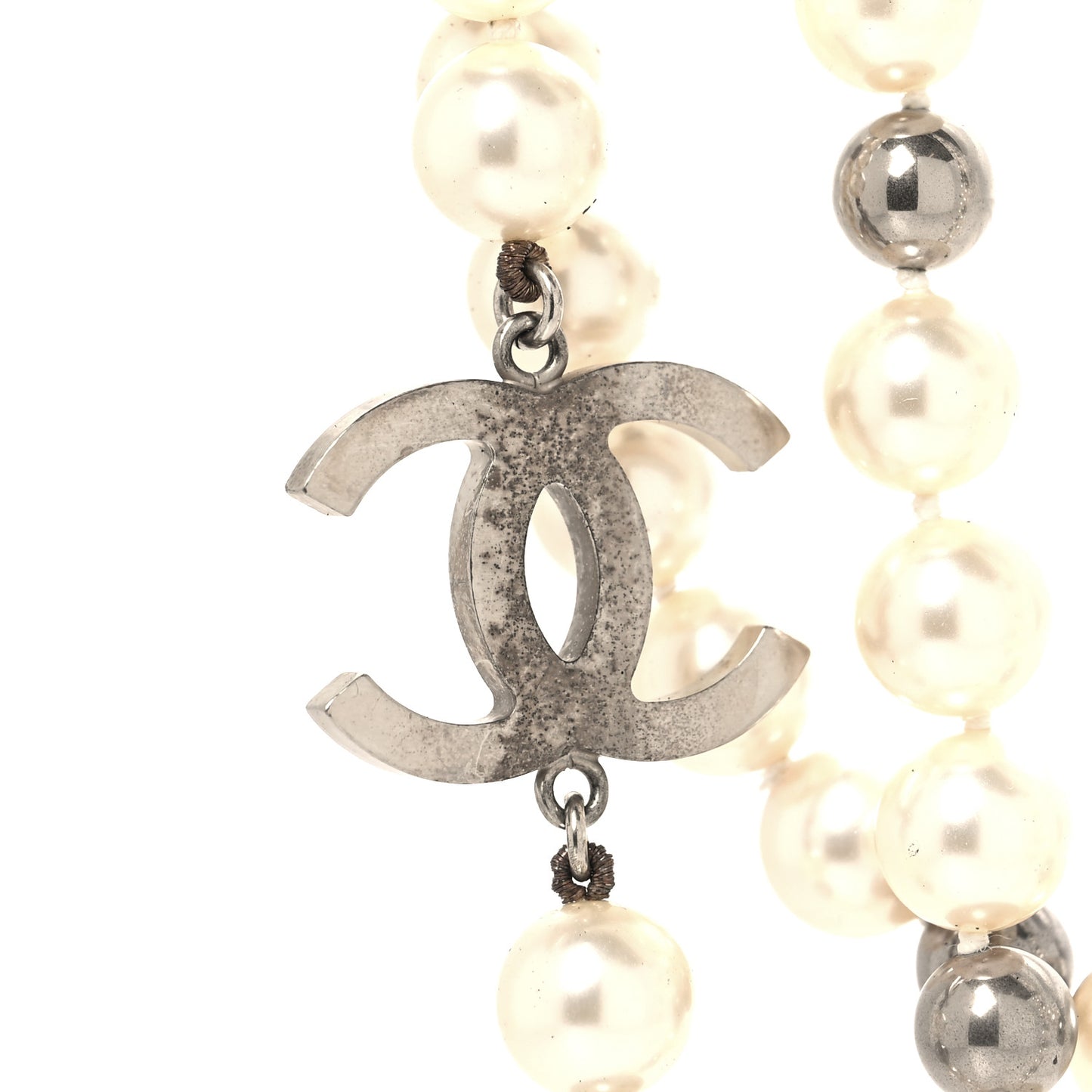 Pearl Multistrand CC Long Necklace Pearly White