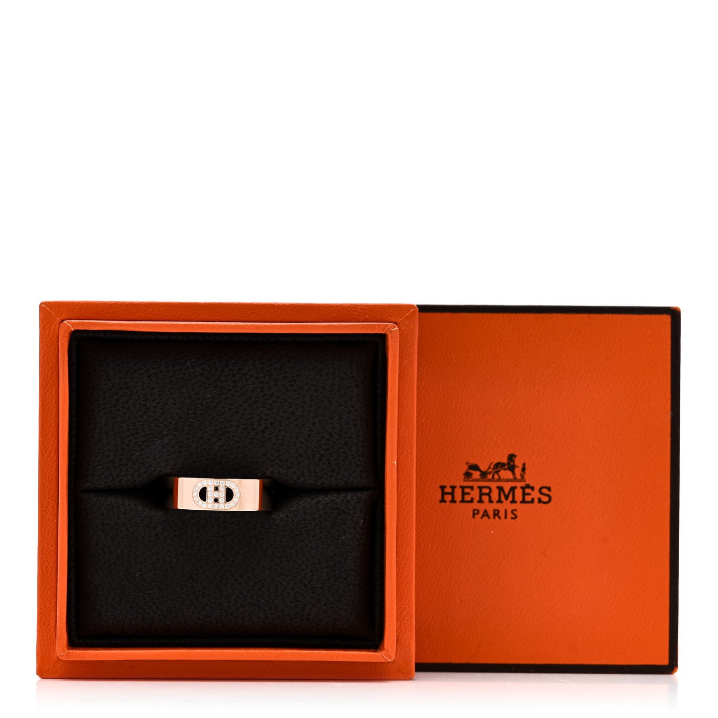 18K Rose Gold Diamond PM H D'Ancre Ring 54 6.75