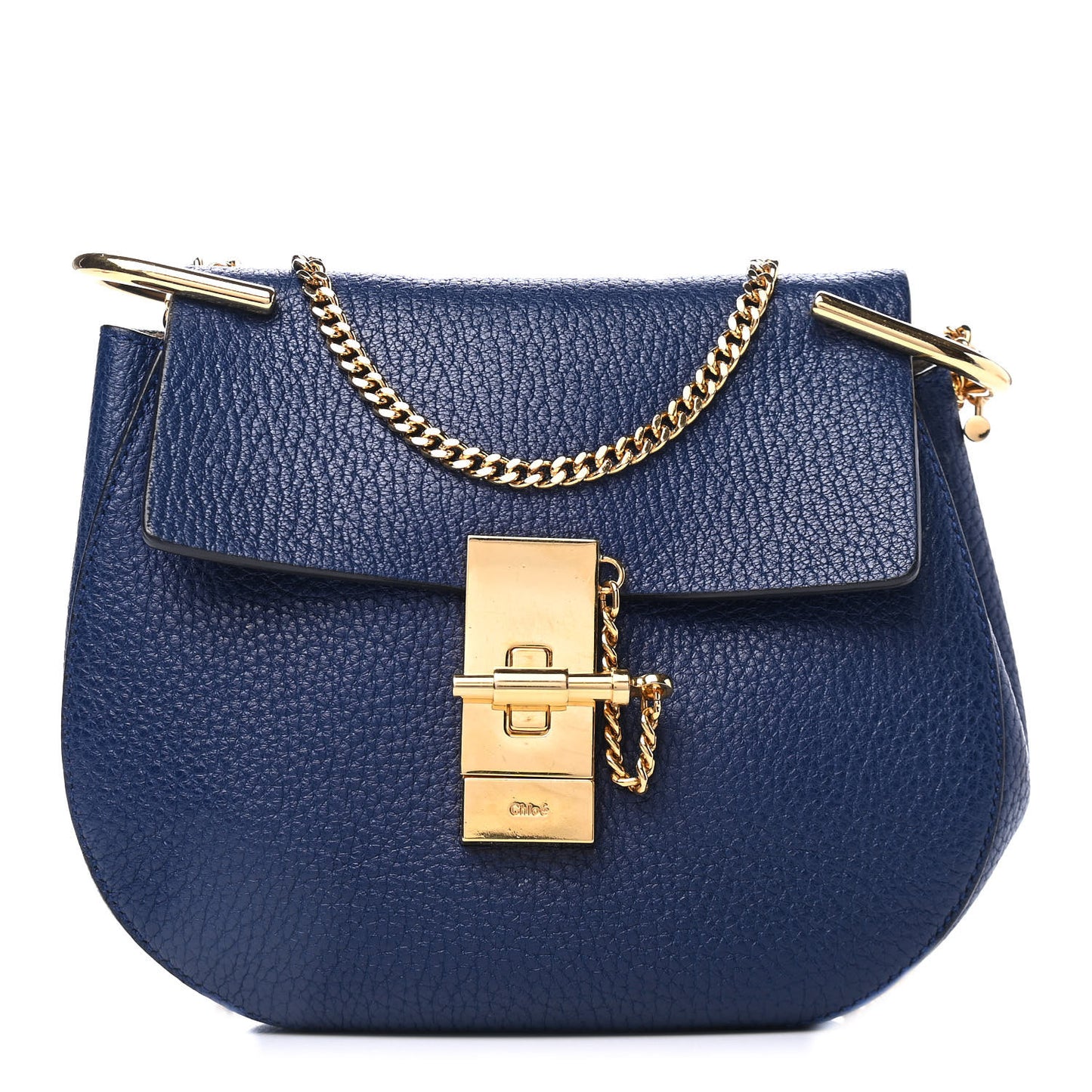 Grained Lambskin Mini Drew Shoulder Bag Royal Navy