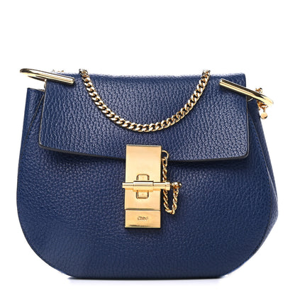 Chloe Grained Lambskin Mini Drew Shoulder Bag Royal Navy 1 of 6