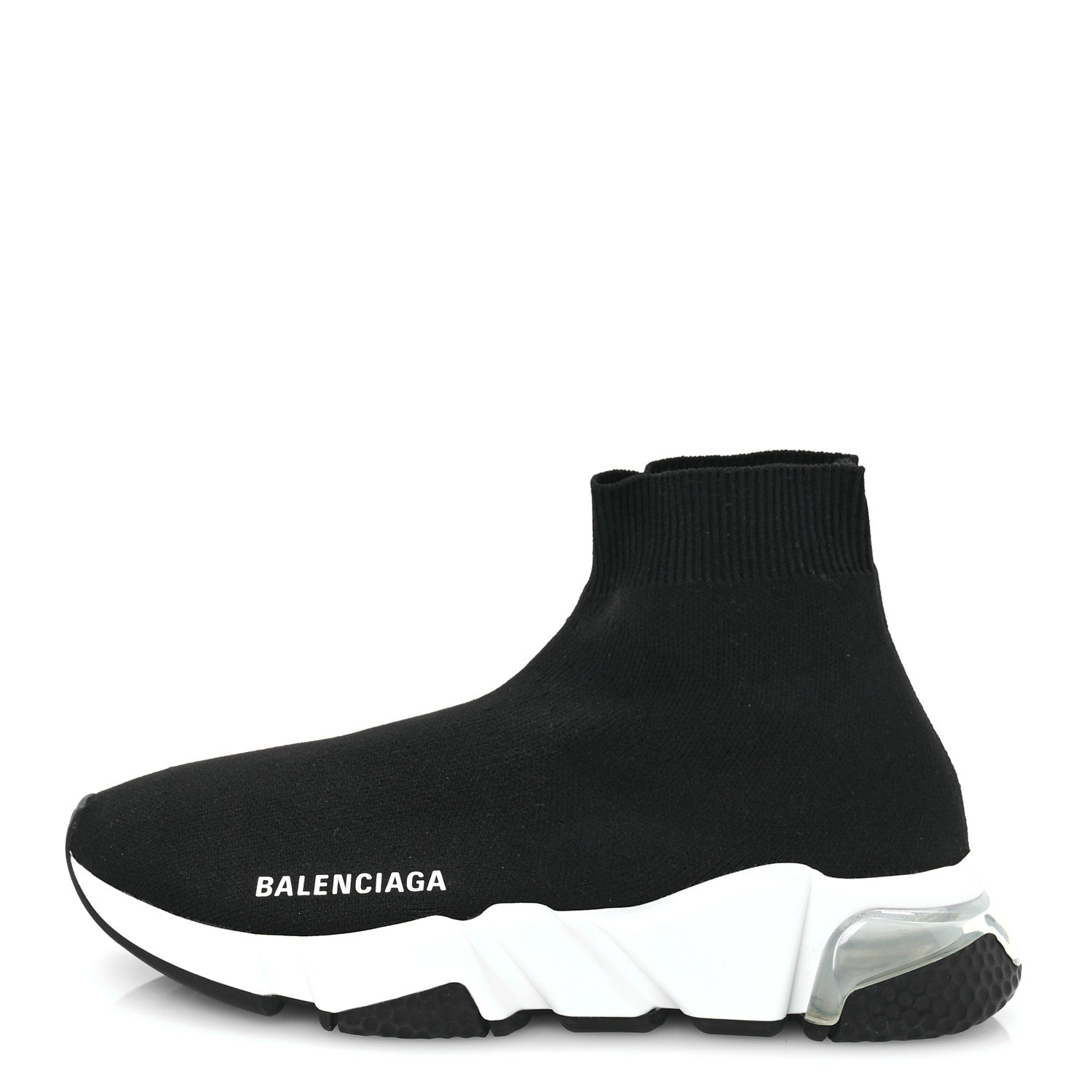 Balenciaga Neoprene Knit Womens Speed Clear Sole Sneakers 36 Black White 1 of 8