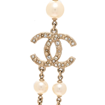 Chanel Crystal Pearl CC Camellia Long Necklace Gold 4 of 7
