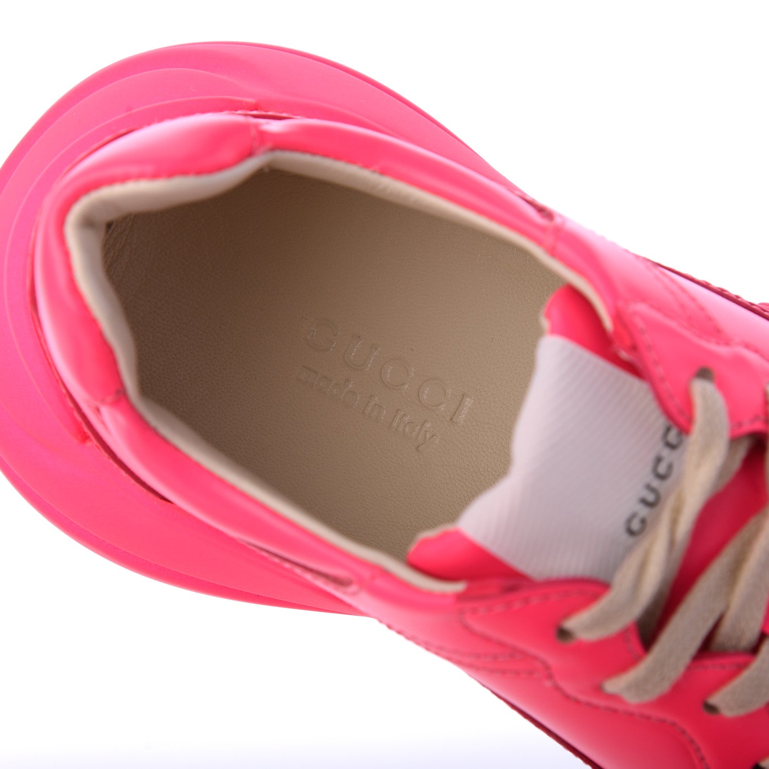 Gucci Calfskin Womens Rhyton Sneakers 35 Fluo Fuxia 6 of 13