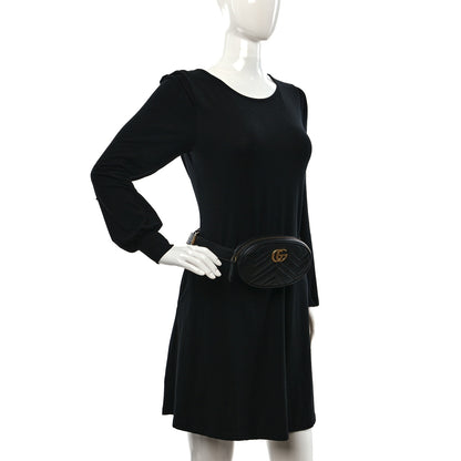 Gucci Calfskin Matelasse GG Marmont Belt Bag 85 34 Black 2 of 9