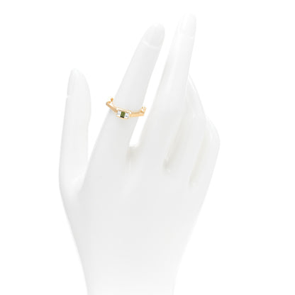 Gucci 18K Yellow Gold Diamond Green Tourmaline Link to Love Ring 54 6.75 2 of 4