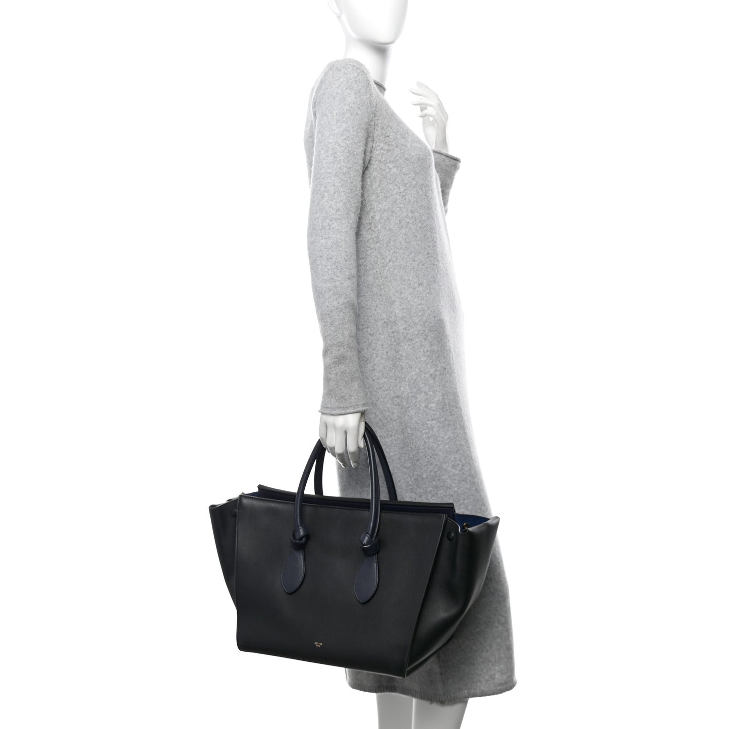 Smooth Calfskin Medium Tie Knot Tote Navy Blue